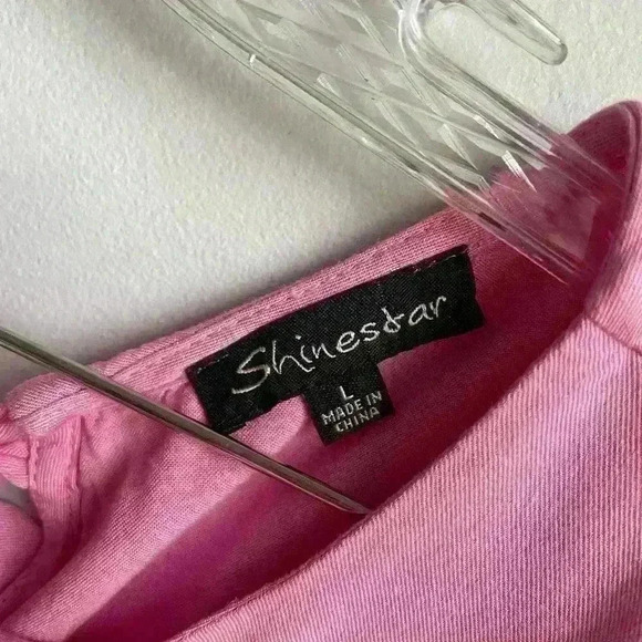 Shinestar Ruffle Mini Pink Short Babydoll Dress size L - Picture 6 of 9